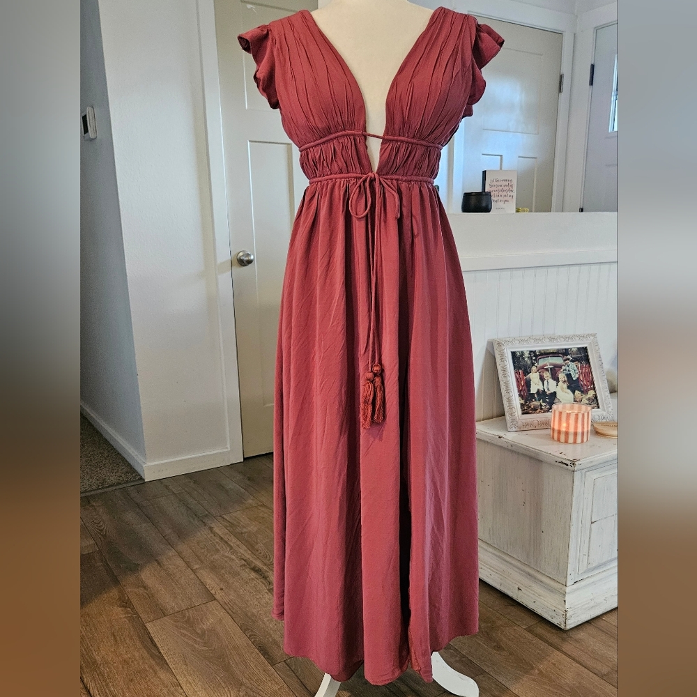 Worn Once - AZAZIE - Rosie Mauve Long Party/Bridesmaid Dress- Lined - Size 6